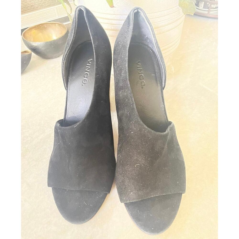 Vince Heels black suede juted round heel sz 7 NEW - Picture 8 of 10